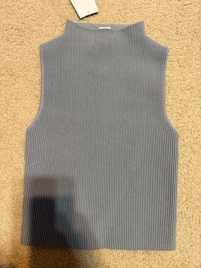Abound Dusty Blue gray Ribbed Mock Neck Tank